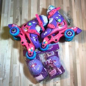 New girls roller skates with pads
